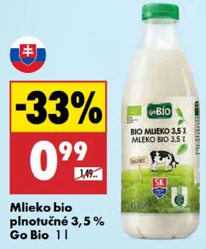 Go bio Mlieko bio plnotučné 3,5 %