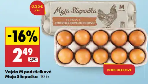 Moja Slepôčka Vajcia M podstielkové 10 ks