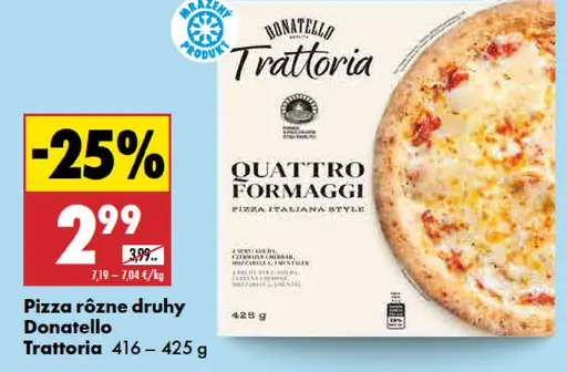Donatello Trattoria pizza rôzne druhy