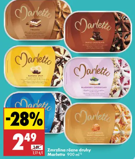 Marletto Zmrzlina rôzne druhy