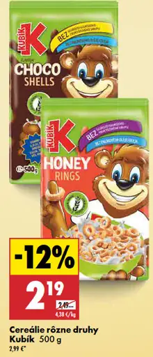 Kubík cereálie Choco Shells/Honey Rings