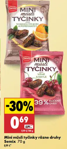 Semix Mini müsli tyčinky kakao a pomaranč