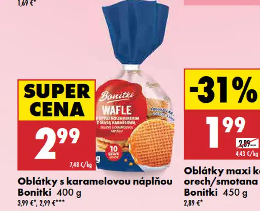 Bonitki Oblátky s karamelovou náplňou