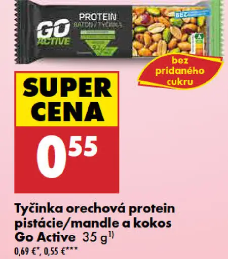 Go Active tyčinka orechová proteín pistácie/mandle a kokos