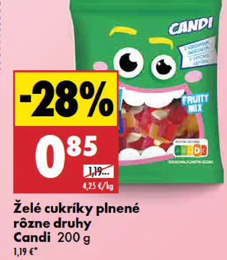 Candi želé cukríky plnené
