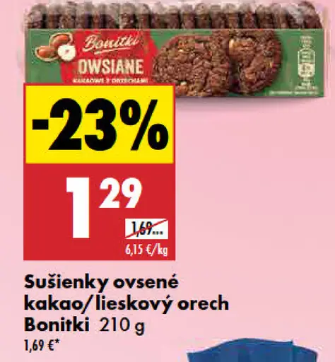 Bonitki ovsené sušienky kakaové alebo kakaové s orechmi