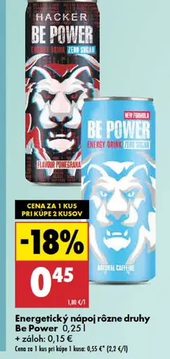 Be Power energetický nápoj rôzne druhy