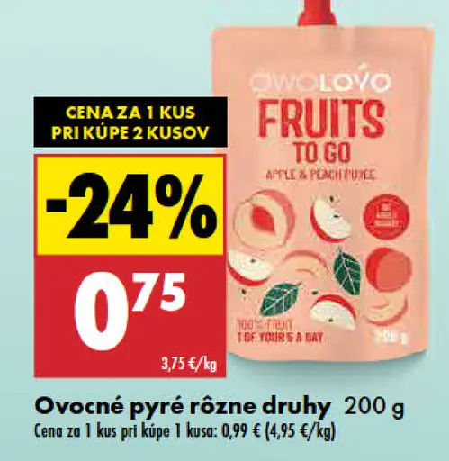 Ovocné pyré rôzne druhy