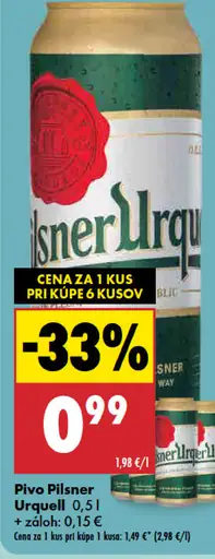 Pilsner Urquell pivo plechovka