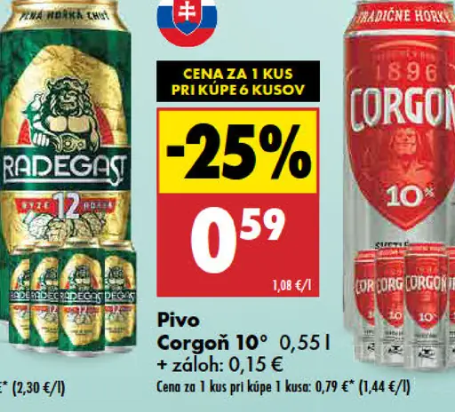 Corgoň 10° pivo plechovka