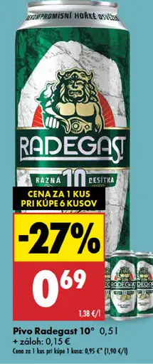 Radegast 10° pivo plechovka