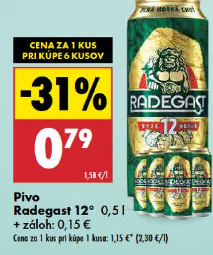 Radegast 12° pivo plechovka