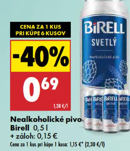 Birell Svetlý nealkoholické pivo plechovka