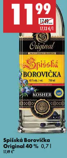 Spišská Borovička Originál 40%