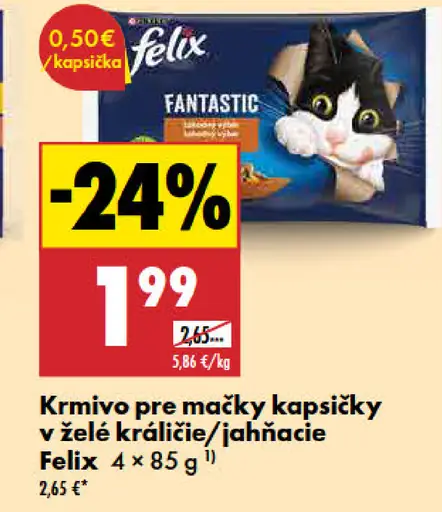 Felix krmivo pre mačky kapsičky v želé králik/jahňacina