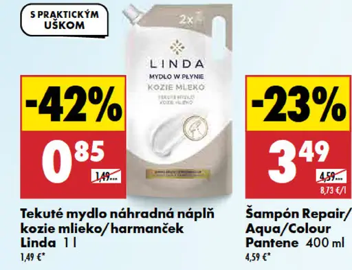 Linda Tekuté mydlo náhradná náplň Kozie mlieko/Harmanček
