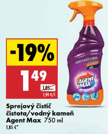Agent Max Sprejový čistič Čistota/Vodný kameň