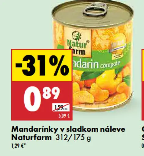 Naturfarm mandarínky v sladkom náleve