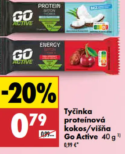 Go Active tyčinka proteínová kokos/višňa
