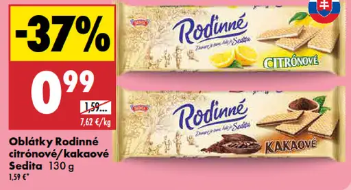 Sedita Oblátky rodinné citrón/kakao