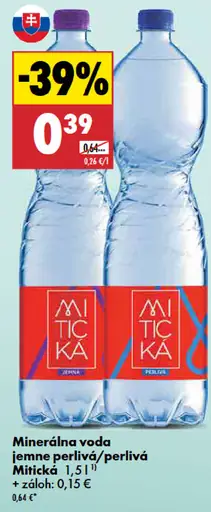 Mitická Minerálna voda jemne perlivá