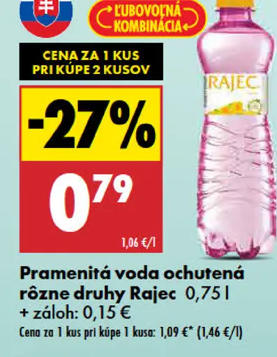 Rajec pramenitá voda ochutená viac druhov