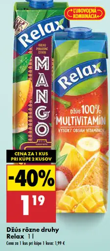 Relax džús rôzne druhy