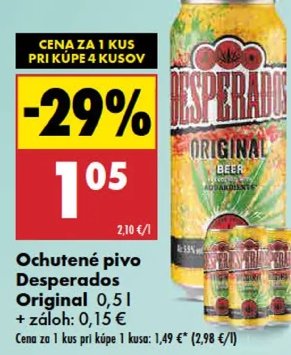 Desperados Original ochutené pivo
