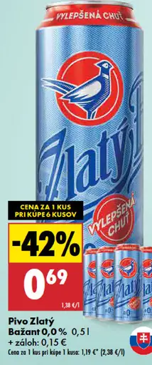 Zlatý Bažant 0,0% tmavé nealkoholické pivo plechovka