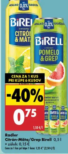 Birell Citron-Mäta nealko radler plechovka