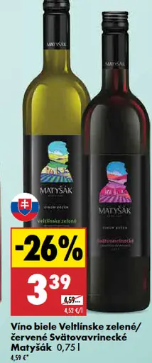 Matyšák Veltlínske zelené Vino biele