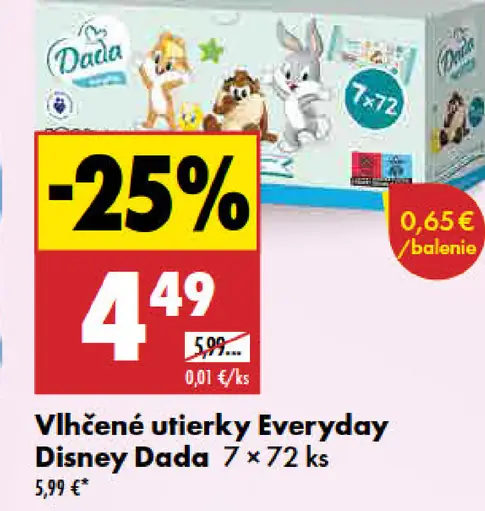 Disney Dada vlhčené utierky Everyday