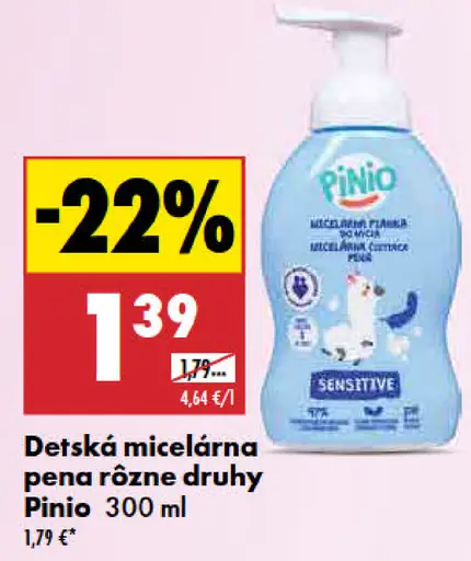 Pinio detská micelárna pena rôzne druhy