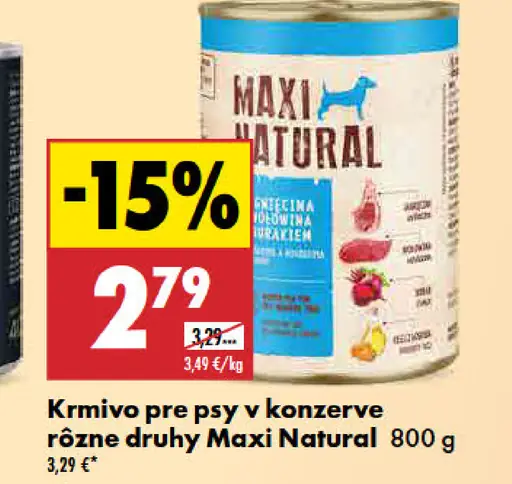 Maxi Natural krmivo pre psy v konzerve rôzne druhy