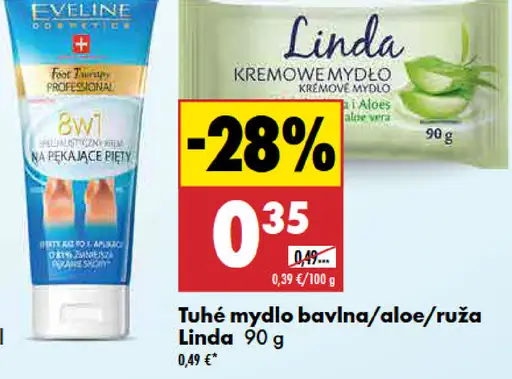 Linda tuhé mydlo bavlna/aloe/ruža