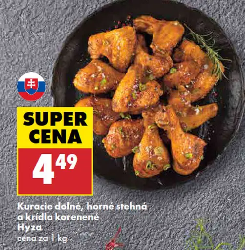 Kuracie stehná horné, dolné a krídla korenené