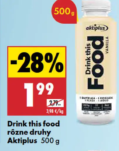 Aktiplus Drink this food vanilka, rôzne druhy