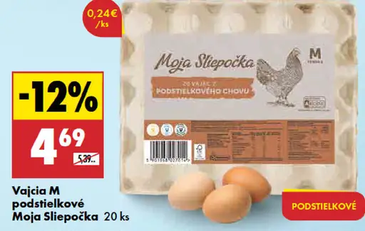 Vajcia M podstielkový chov Moja Slipeočka