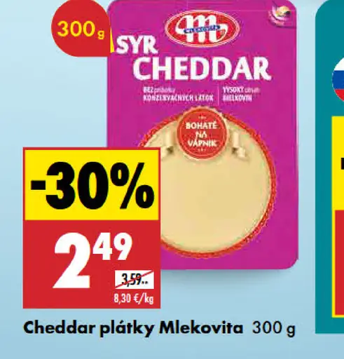 Mlekovita syr Cheddar plátky