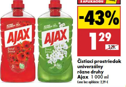 Čistiaci prostriedok univerzálny rôzne druhy Ajax