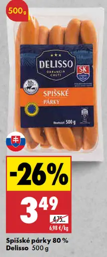 Delisso Spišské párky 80 %