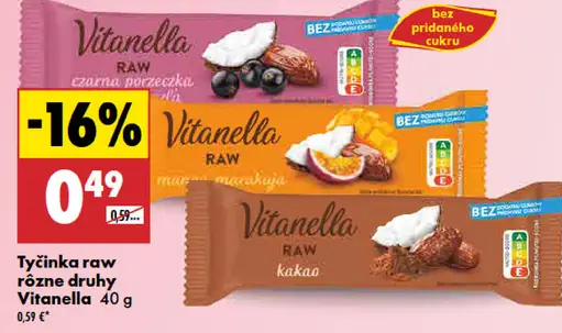 Vitanella tyčinka raw rôzne druhy