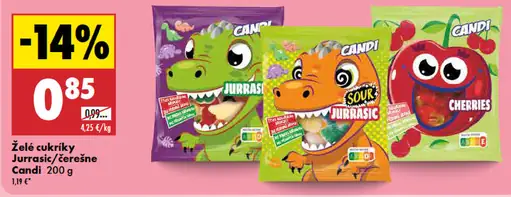 Candi želé cukríky Jurassic alebo čerešne