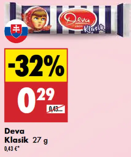 Deva Klasik čokoládová tyčinka