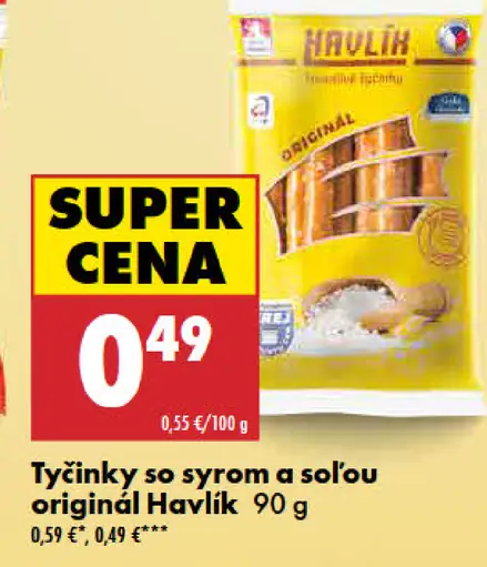 Havlik Tyčinky so syrom a soľou originál