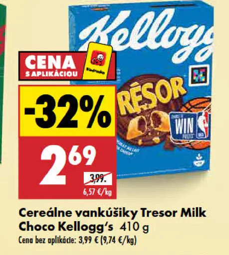 Kellogg’s Tresor Milk Choco cereálne vankúšiky