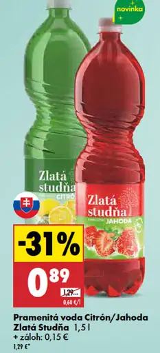Zlatá studňa pramenitá voda citrón