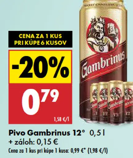 Gambrinus pivo 12° plechovka