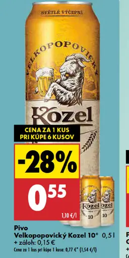 Velkopopovický Kozel pivo plechovka