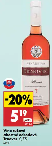 Trnovec akostné odrodové ružové víno
